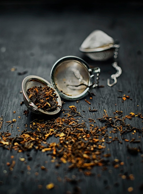 tea, loose tea leaves in a steeper