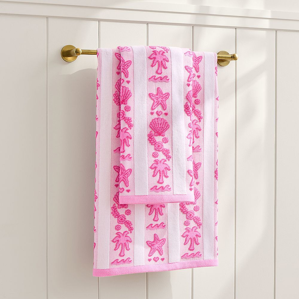 Pink Palm Puff Bath Towel