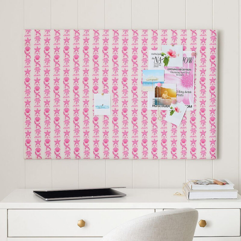 Pink Palm Puff No Nails Frameless Pinboard