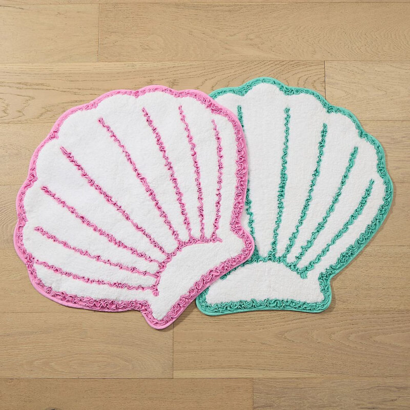 Pink Palm Puff Shell Bath Mat