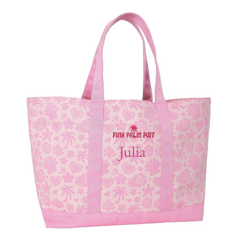 Pink Palm Puff Tote Bag