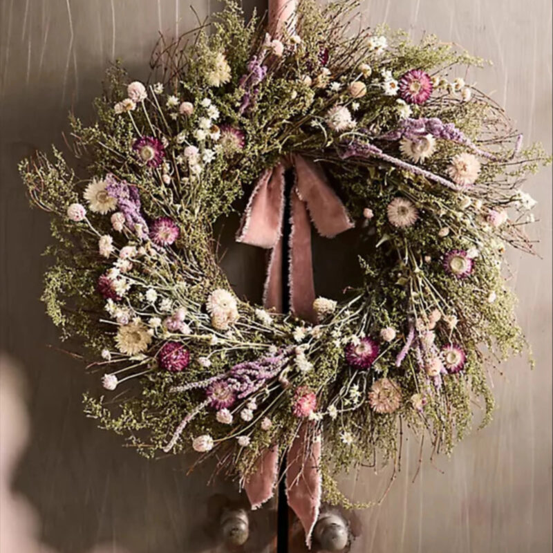 Pink Pinwheel Dried Wreath