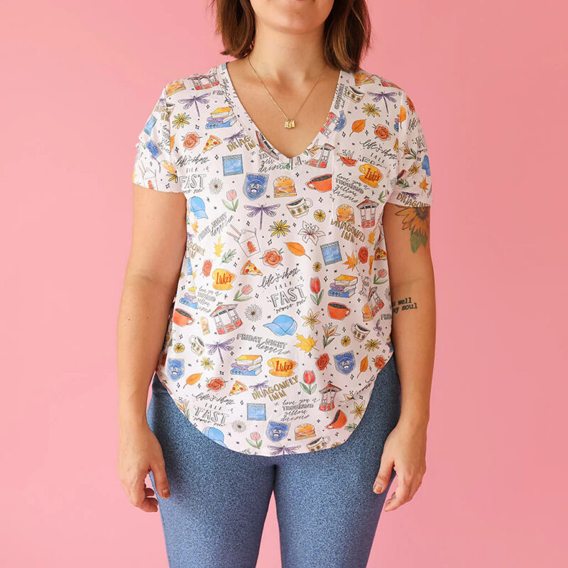Pink Short Sleeve Women's Pajama Top | Gilmore Girls