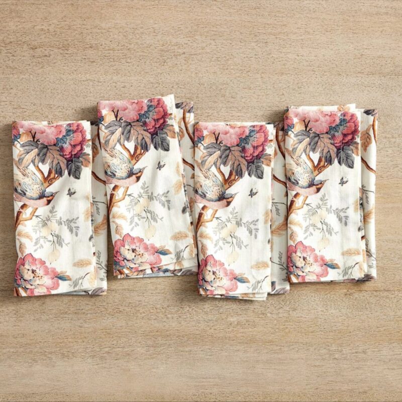 Piper Floral Print Napkins, Set of 4 - Ivory Multi