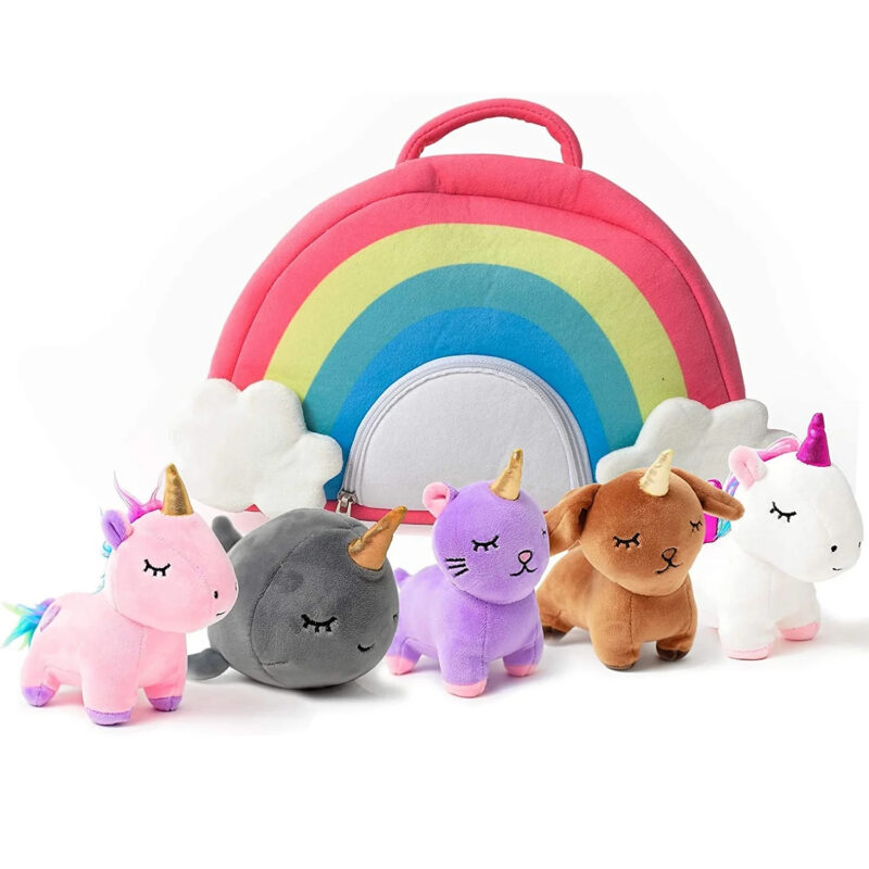Pixie Crush Unicorn Toys Stuffed Animal Gift Plush Set with Rainbow Case – 5 Piece Stuffed Anim...