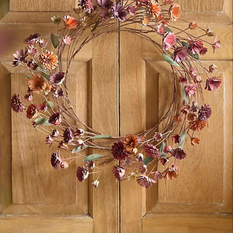 Plum Strawflower Iron Wreath in Purple at Terrain
