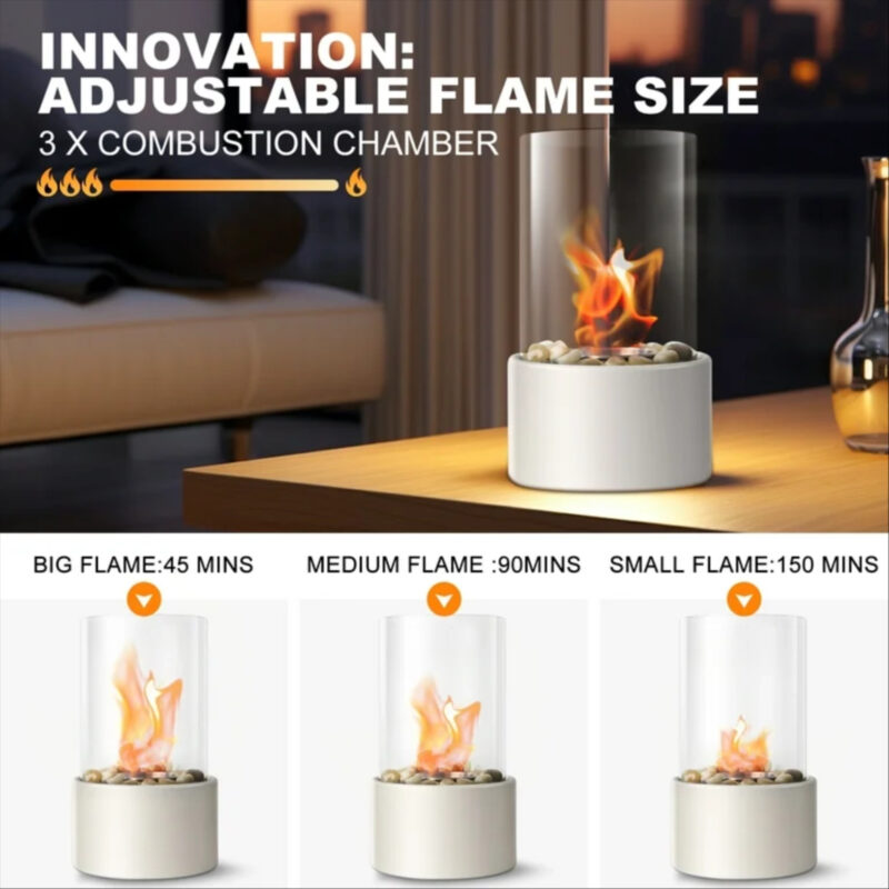 Portable Tabletop Fire Pit with 3 Combustion Charmbers,Indoor & Outdoor Table Top Firepit Bowl, M...