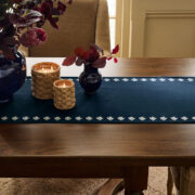 Pottery Barn Kravet Floral Embroidered Cotton/Linen Table Runner