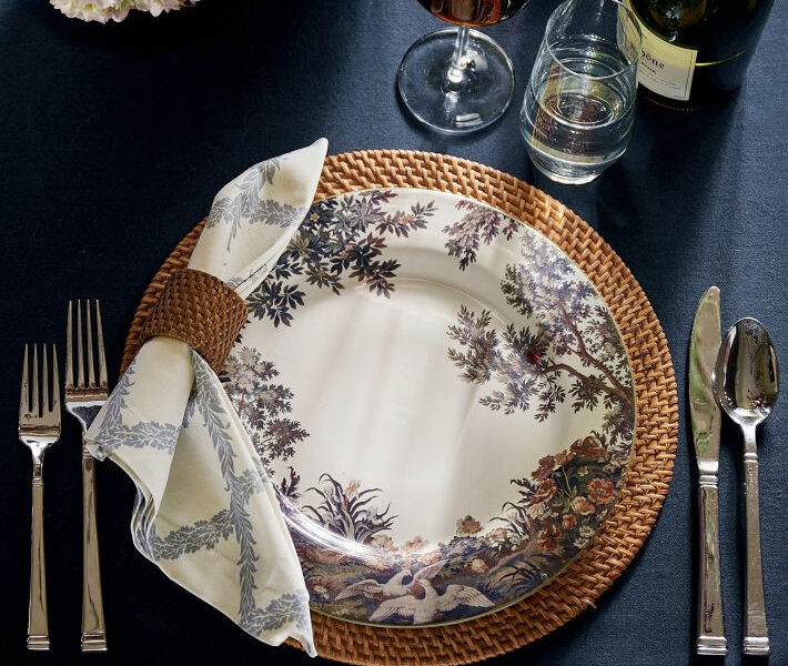 Pottery Barn Kravet Folly Scenic Stoneware Dinner Plates - Set of 4