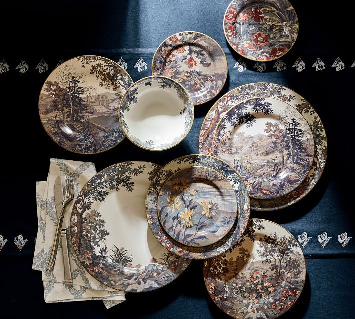 Pottery Barn Kravet Folly Scenic Stoneware Dinnerware Collection