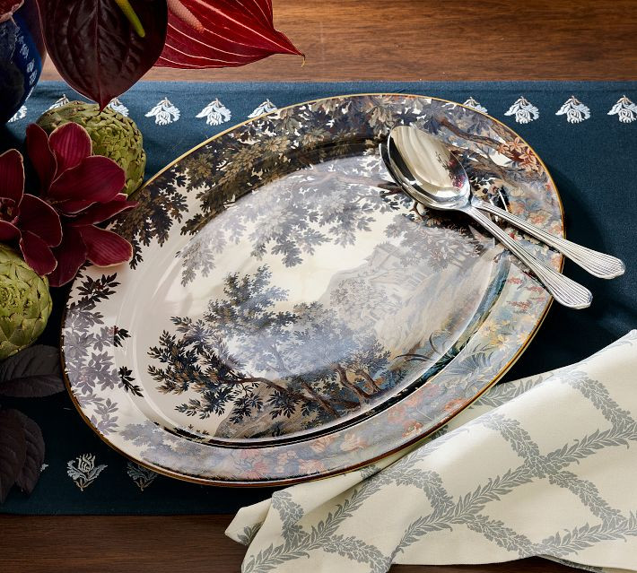 Pottery Barn Kravet Folly Scenic Stoneware Serving Platter