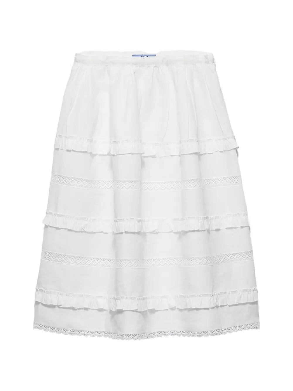 Prada Embroidered Linen Skirt | White | FARFETCH