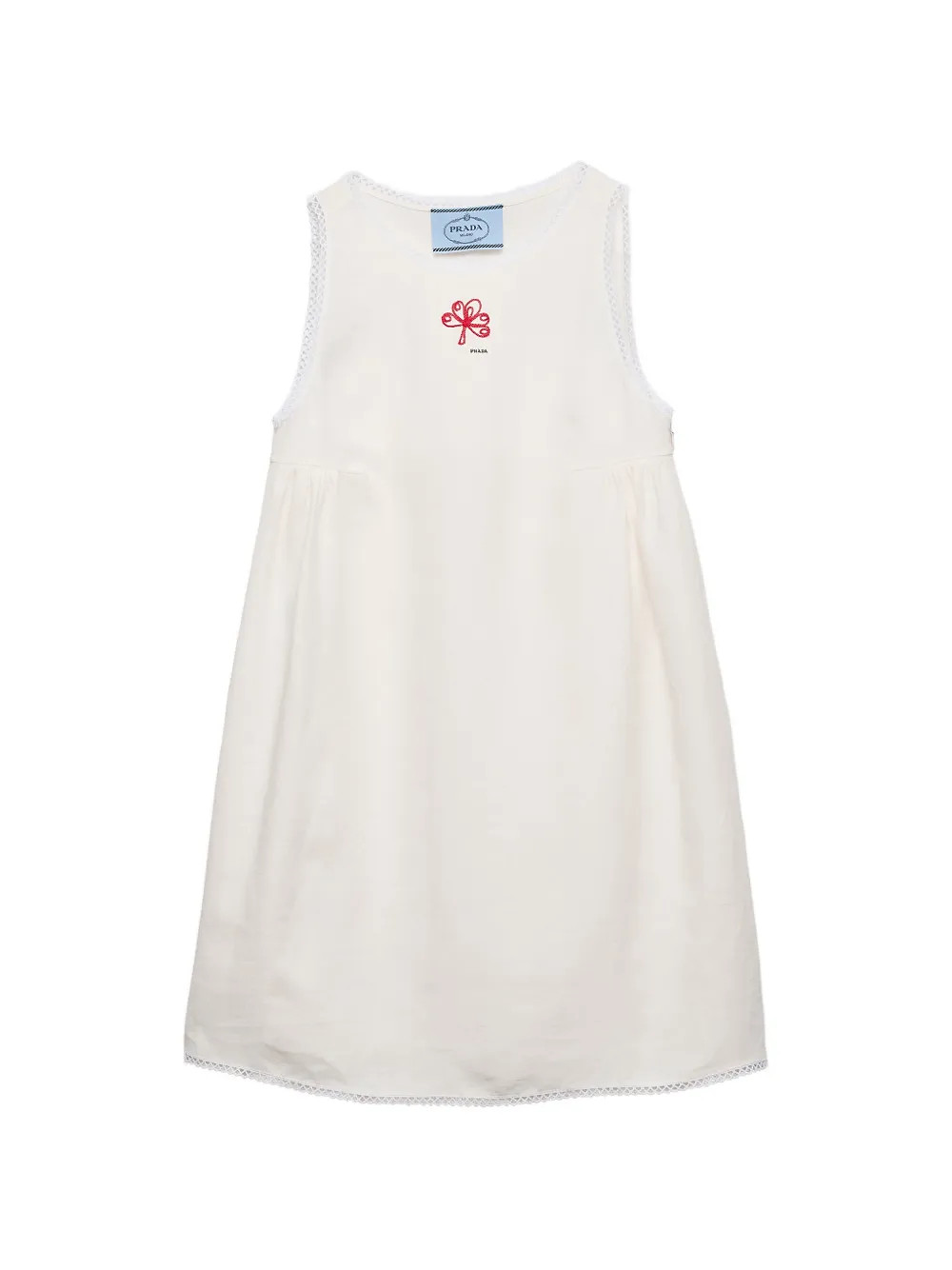 Prada Embroidered Slubbed Canvas mini-dress | White | FARFETCH
