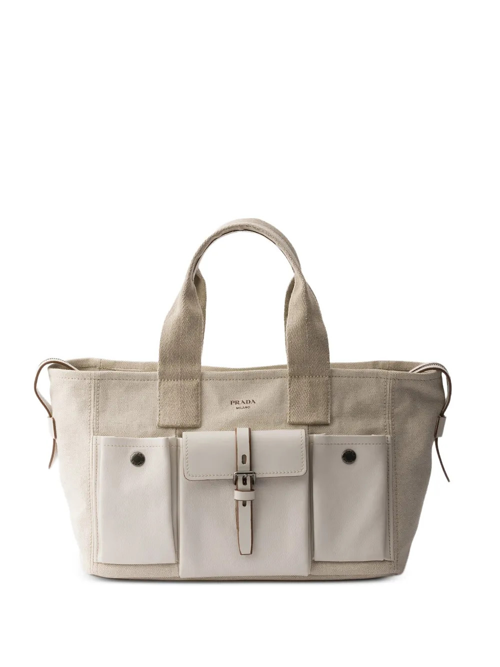 Prada Route Large Canvas And Leather Tote Bag | Neutrals | FARFETCH