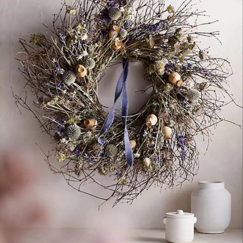 Preserved Blue Poppy Wreath, Size: 22" at Terrain