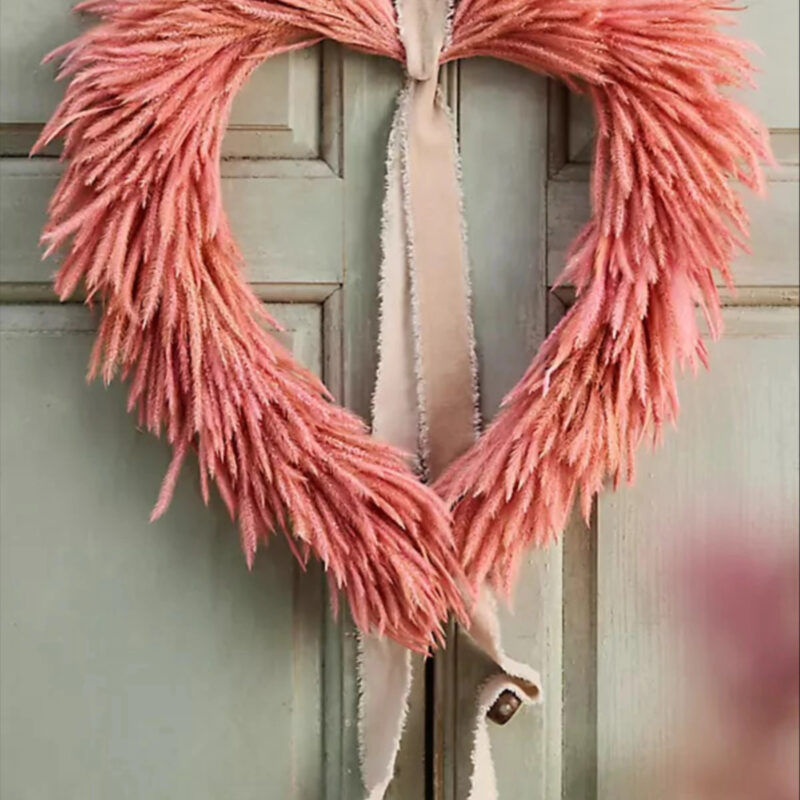 Preserved Silk Grass Heart Wreath