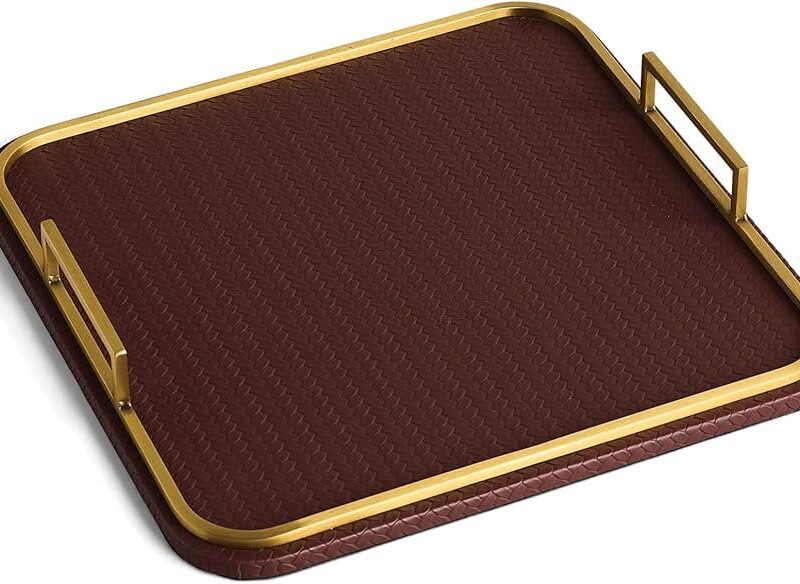 Preston Lane Mayfair Decorative Coffee Table Tray, Faux Leather - Espresso