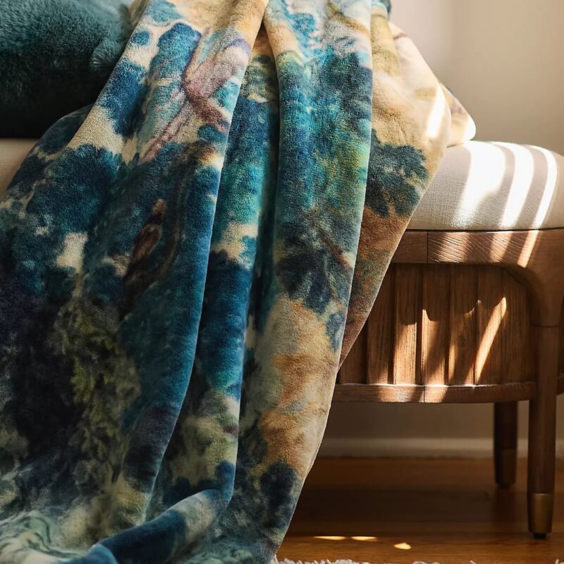 Printed Faux Fur Pattern Throw