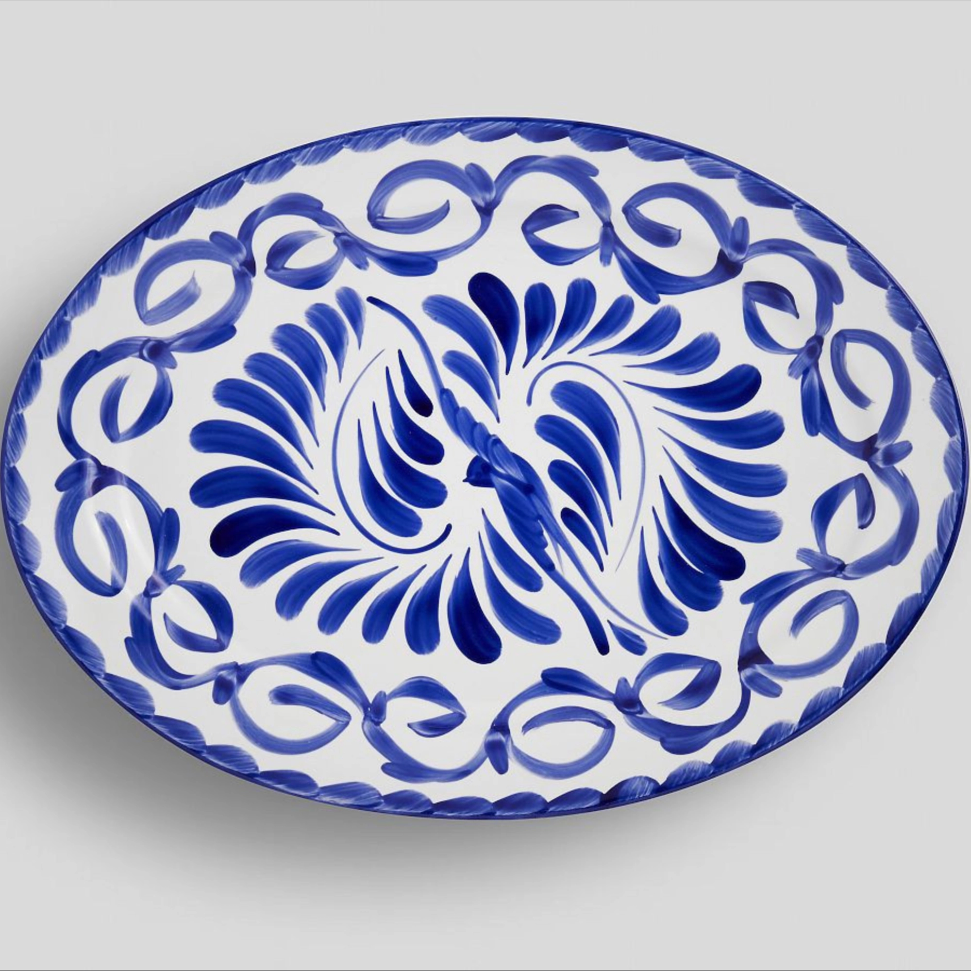 Puebla Porcelain Oval Serving Platter - Blue
