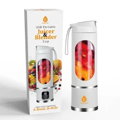 PURSONIC USB Portable Juicer & Blender Cup On-the-Go 12-Blade Smoothie Maker with 3-Speed Motor & USB-C Fast Charging in White at Nordstrom