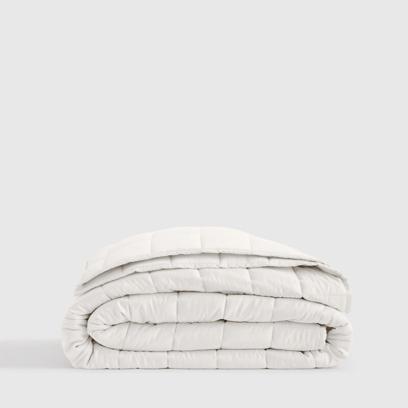 Quince | Bamboo Box Quilt in White, Size Twin, Bamboo Viscose
