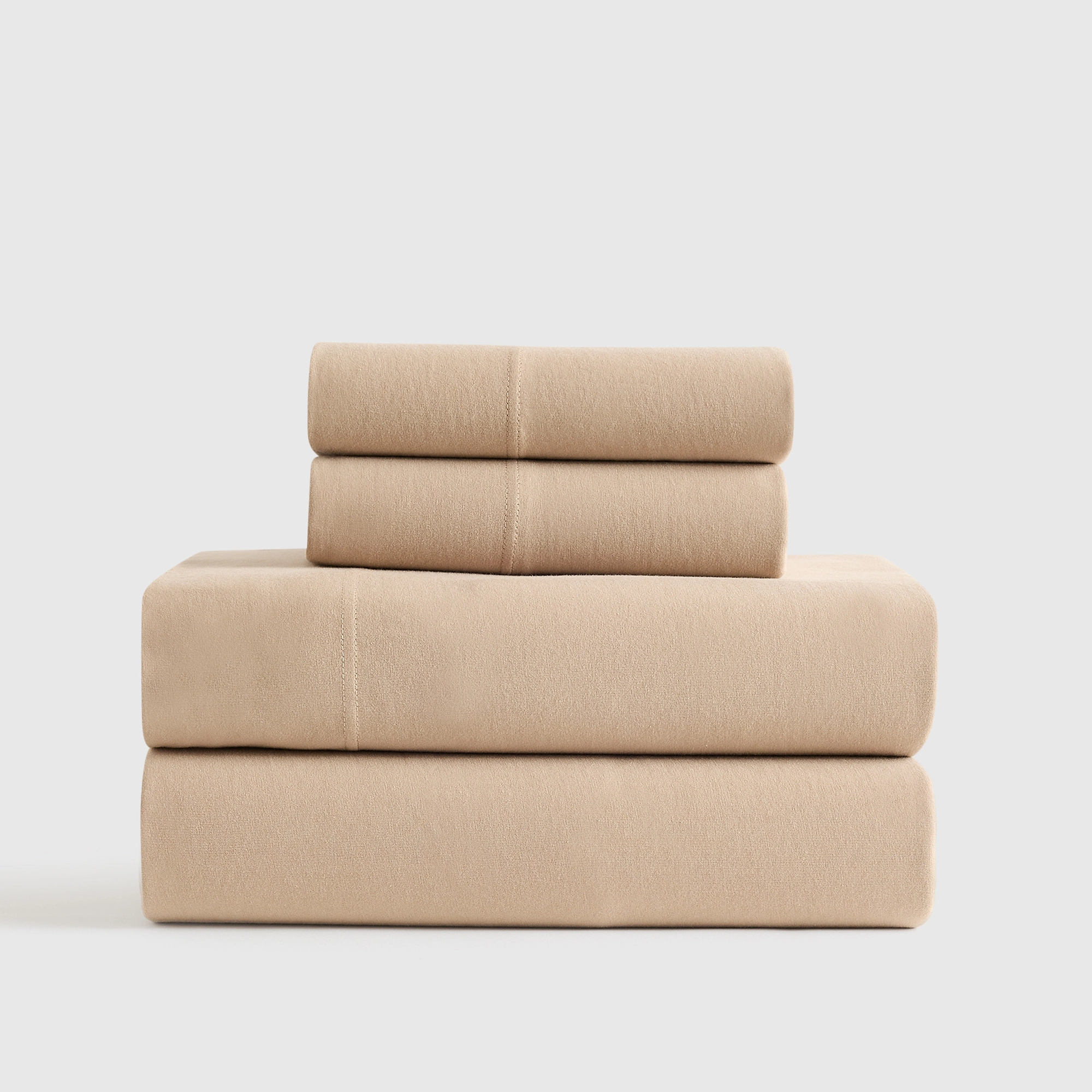 Quince | Organic Jersey Sheet Set in Latte, Size Queen, Cotton