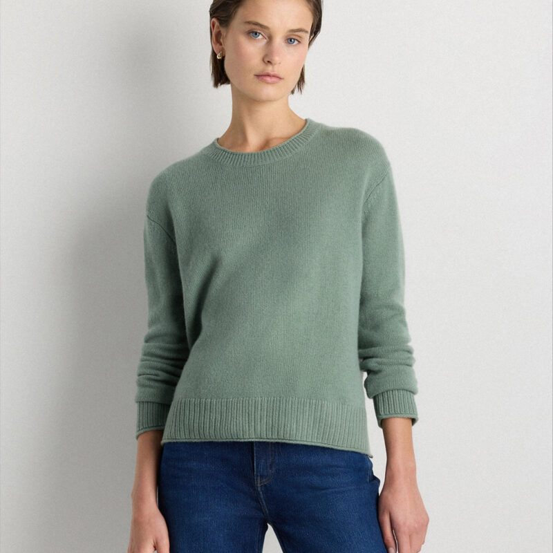 Quince | Women's Mongolian Cashmere Boxy Crewneck Sweater in Sea Spray Green, Size XS