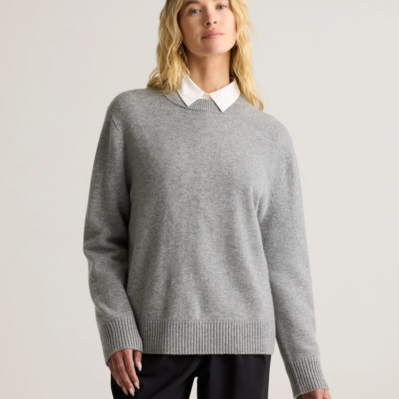 Quince | Women's Mongolian Cashmere Oversized Crewneck Sweater in Heather Grey, Size Small