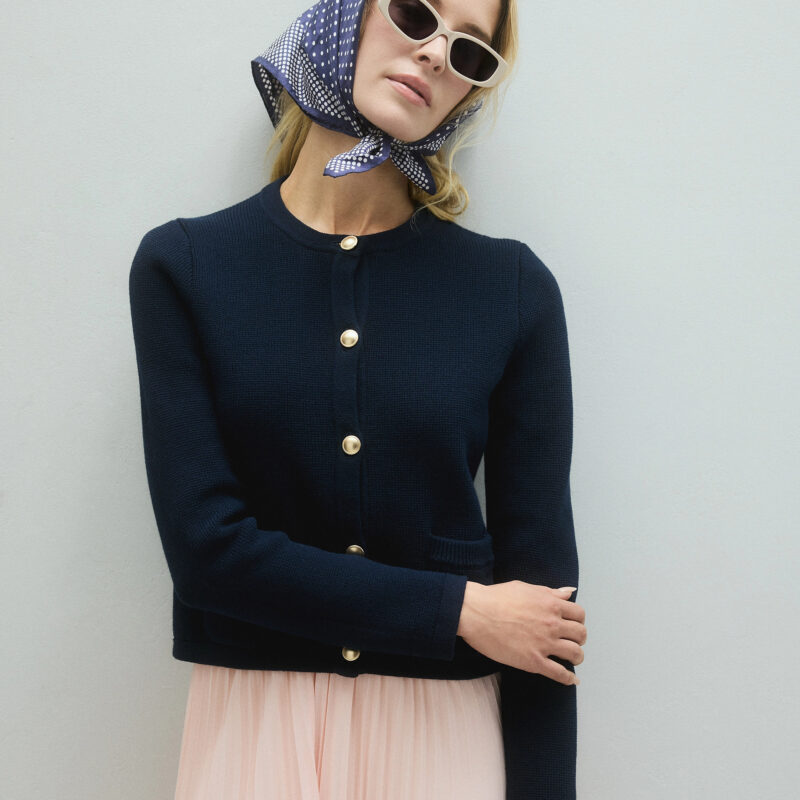 Quince | Women's Sweater Jacket in Navy, Size XS, Organic Cotton
