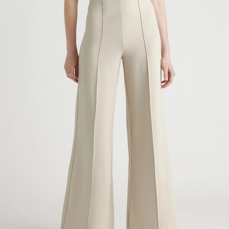 Quince | Women's Ultra-Stretch Ponte Super Wide Leg Pants in Espresso, Size Small, Rayon