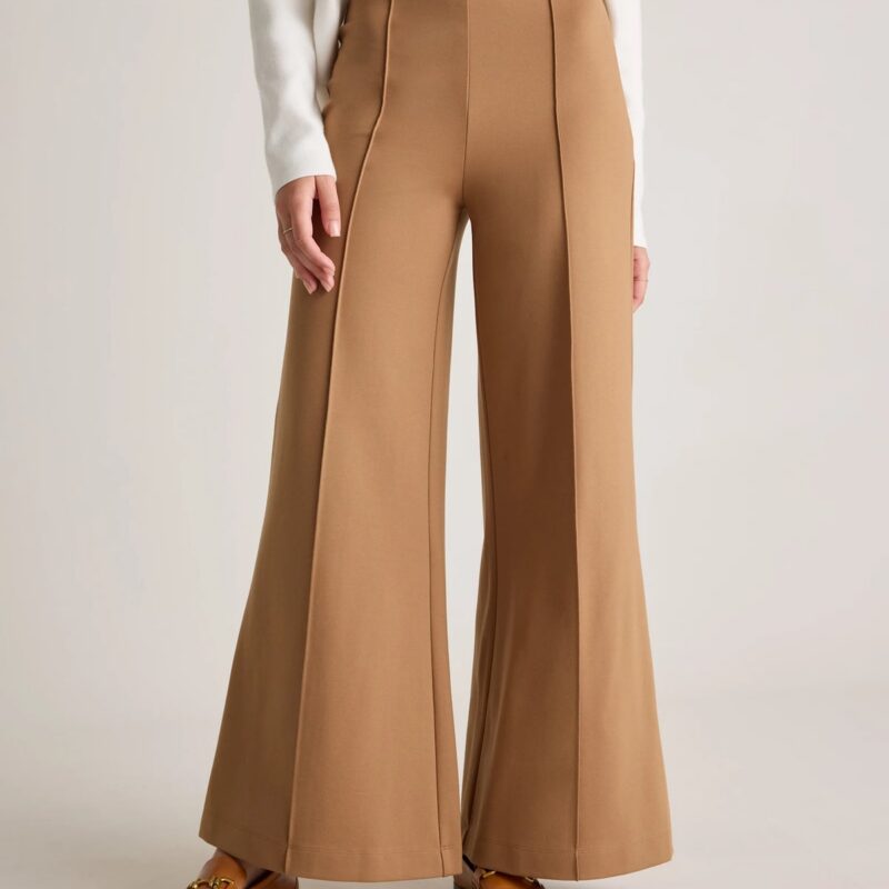 Quince | Women's Ultra-Stretch Ponte Super Wide Leg Pants in Espresso, Size XS, Rayon