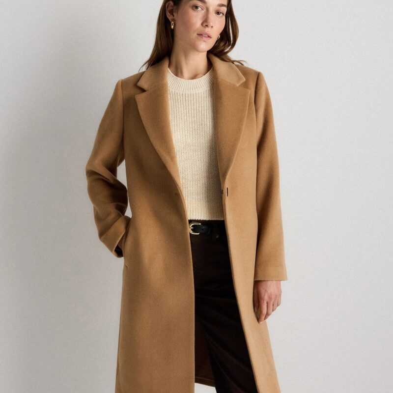 Quince | Women's Wool Cashmere Classic Single-Breasted Coat in Black, Size XS