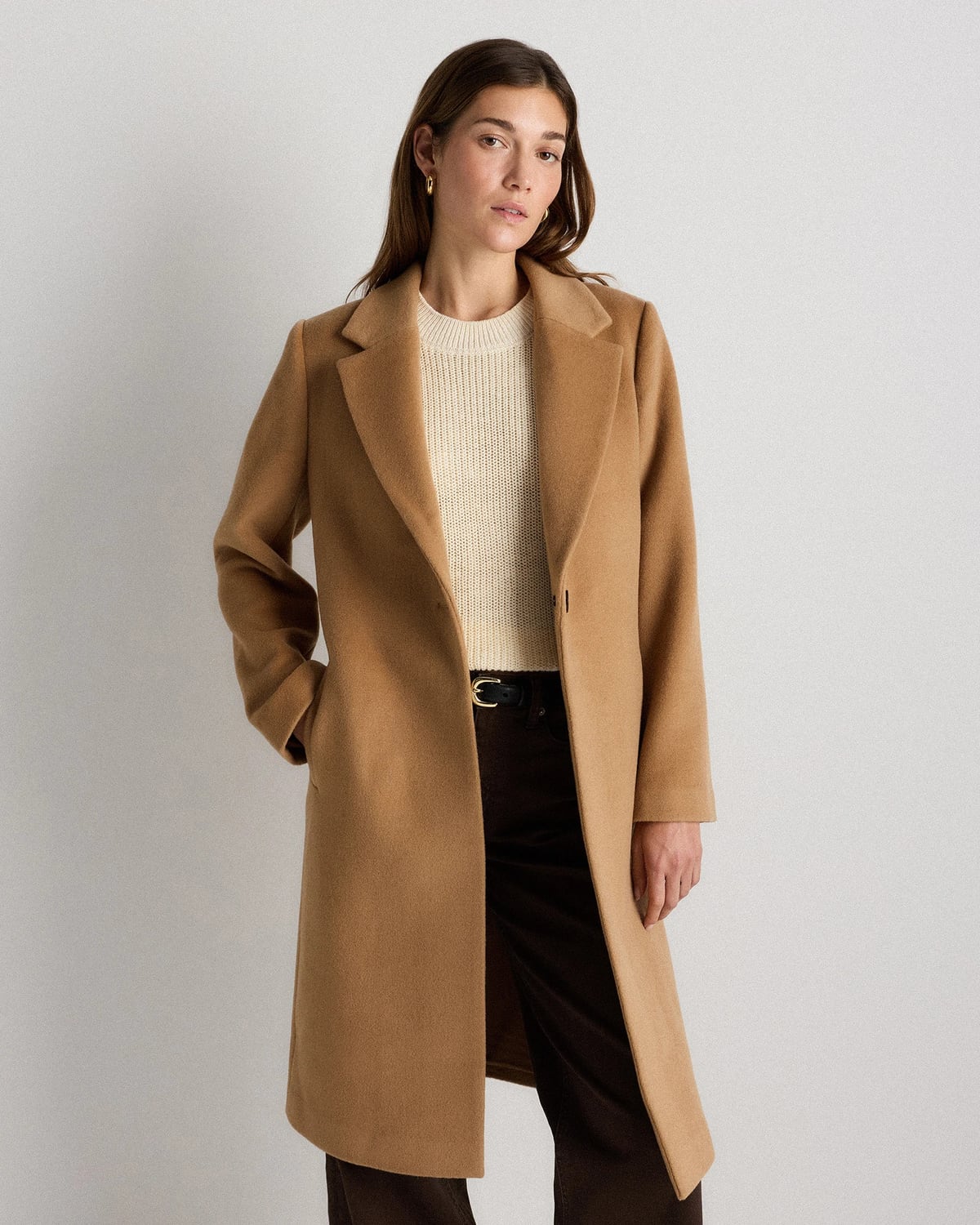 Quince | Women's Wool Cashmere Classic Single-Breasted Coat in Black, Size XS