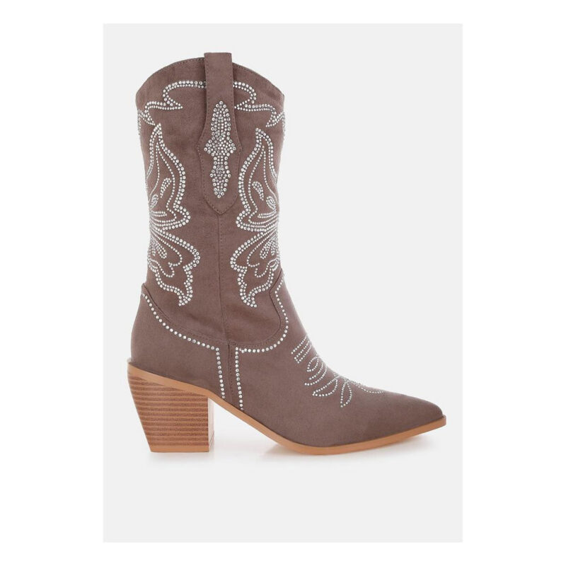 Rag & Co Womens Latafa Rhinestones Embellished Cowboy Boots 8