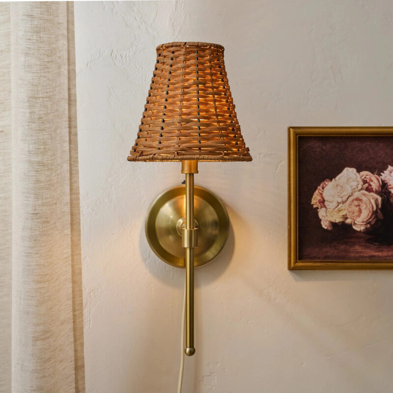 Rattan Plug-In Wall Sconce
