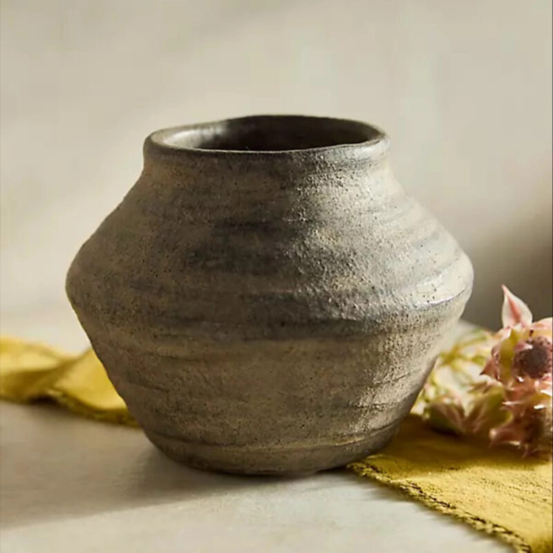 Raven Terracotta Vase in Beige, Size: Small at Terrain