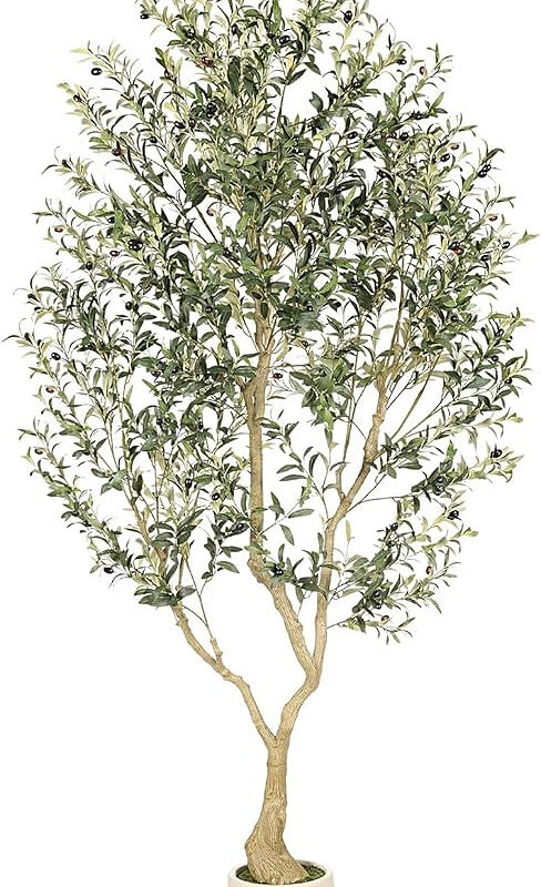 Realead 8ft Faux Olive Tree with Tall Exquisite Planter - Realistic Olive Trees Artificial Indoor...