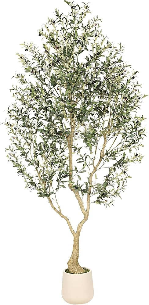 Realead 8ft Faux Olive Tree with Tall Exquisite Planter - Realistic Olive Trees Artificial Indoor...