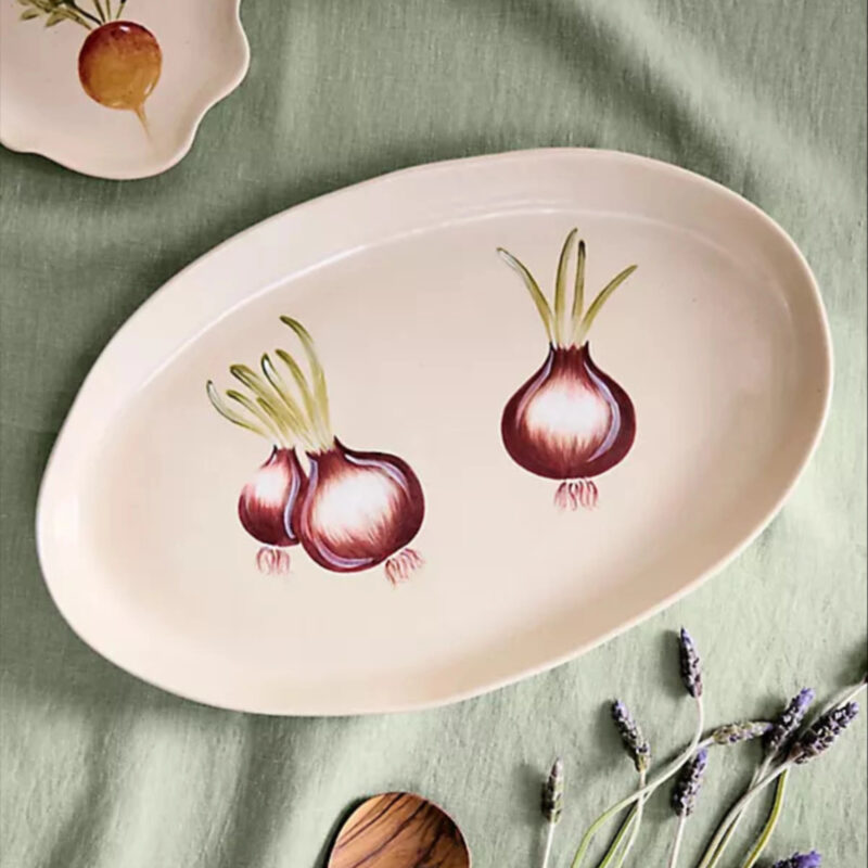 Red Onion Stoneware Serving Platter in White at Terrain