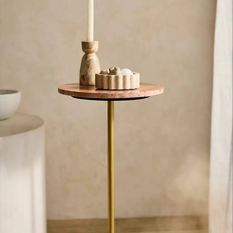 Red Travertine Side Table at Terrain