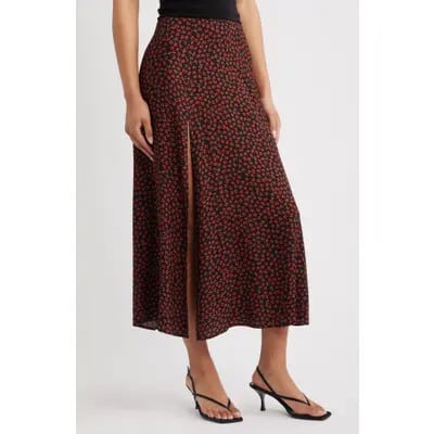 Reformation Zoe Side Slit Midi Skirt in Last Tango at Nordstrom, Size 0