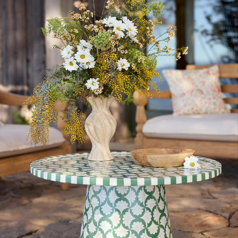 Resin Overlay Pedestal Coffee Table