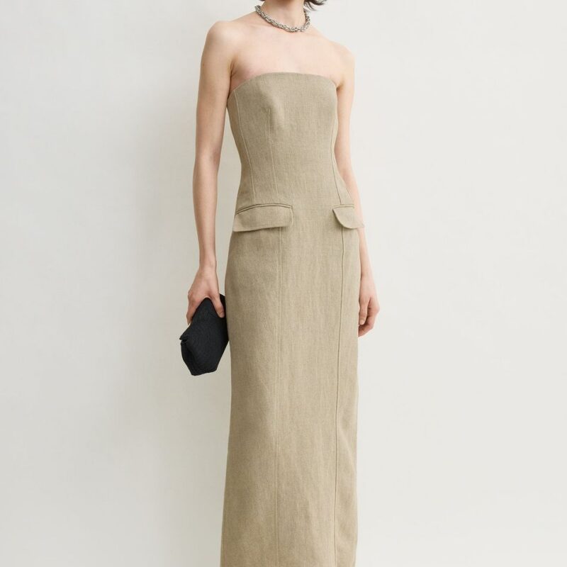 Strapless pocket dress beige – Toteme - INT