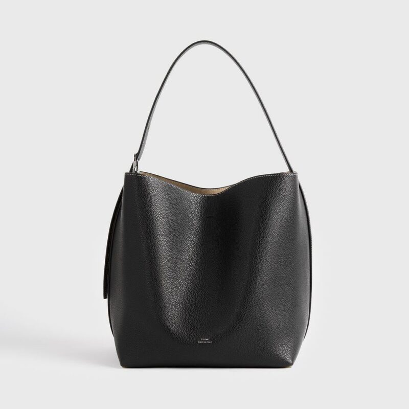 Medium belted grained-leather tote black – Toteme - INT
