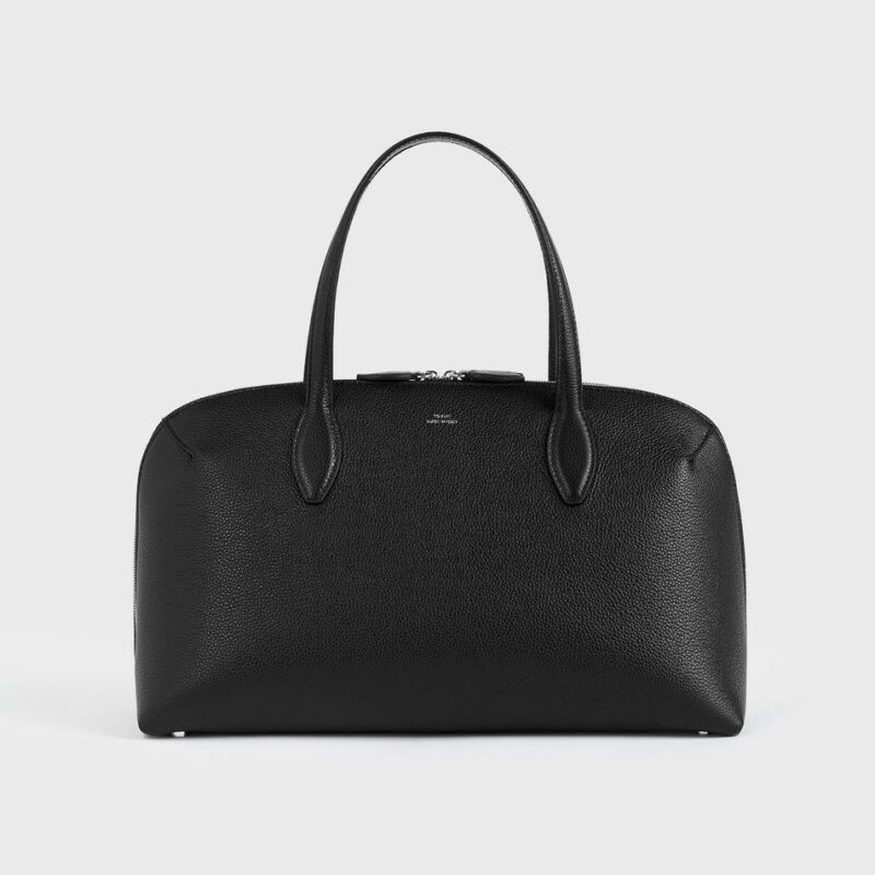 Medium grained-leather day tote black – Toteme - INT