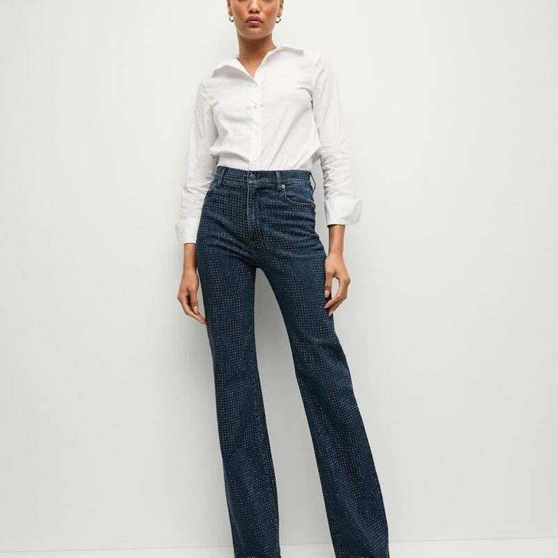 Crosbie Rhinestone Slim Wide-Leg Jean – Veronica Beard