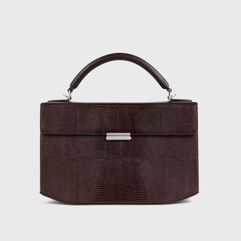 Clip lizard-embossed top handle brown – Toteme - INT