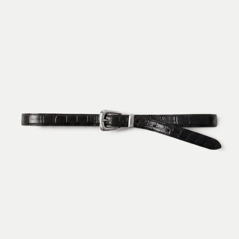 Slim Croc-Embossed Arch Belt – Veronica Beard