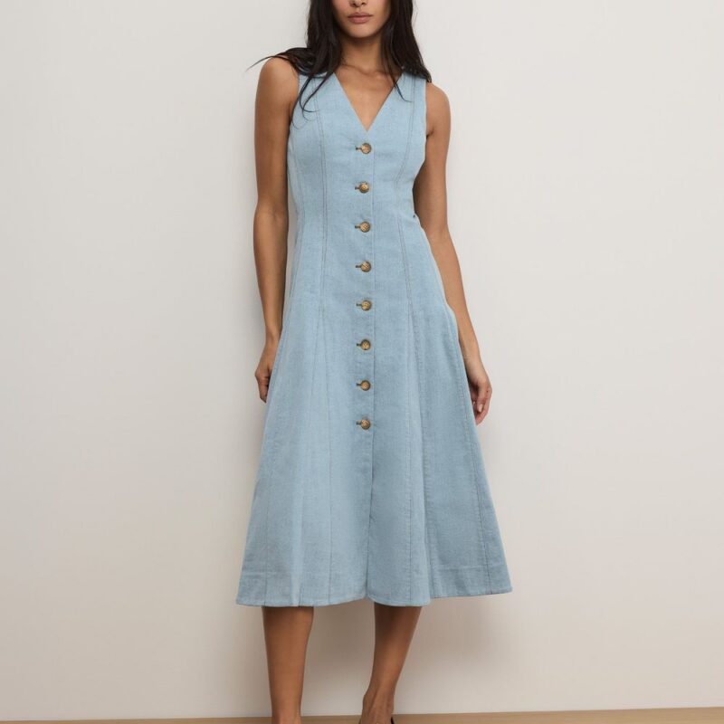 Lou Pleated Midi Dress – Veronica Beard