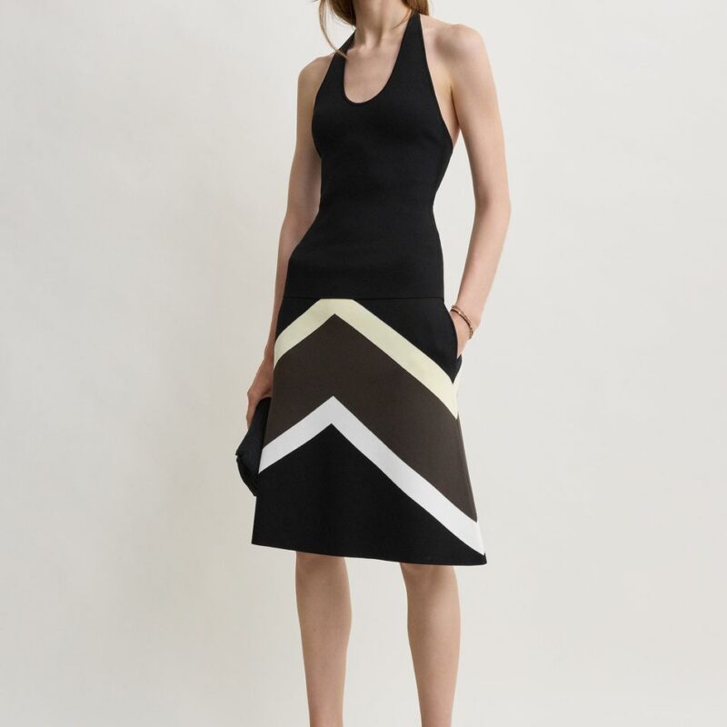 Chevron stripe skirt black/green – Toteme - INT